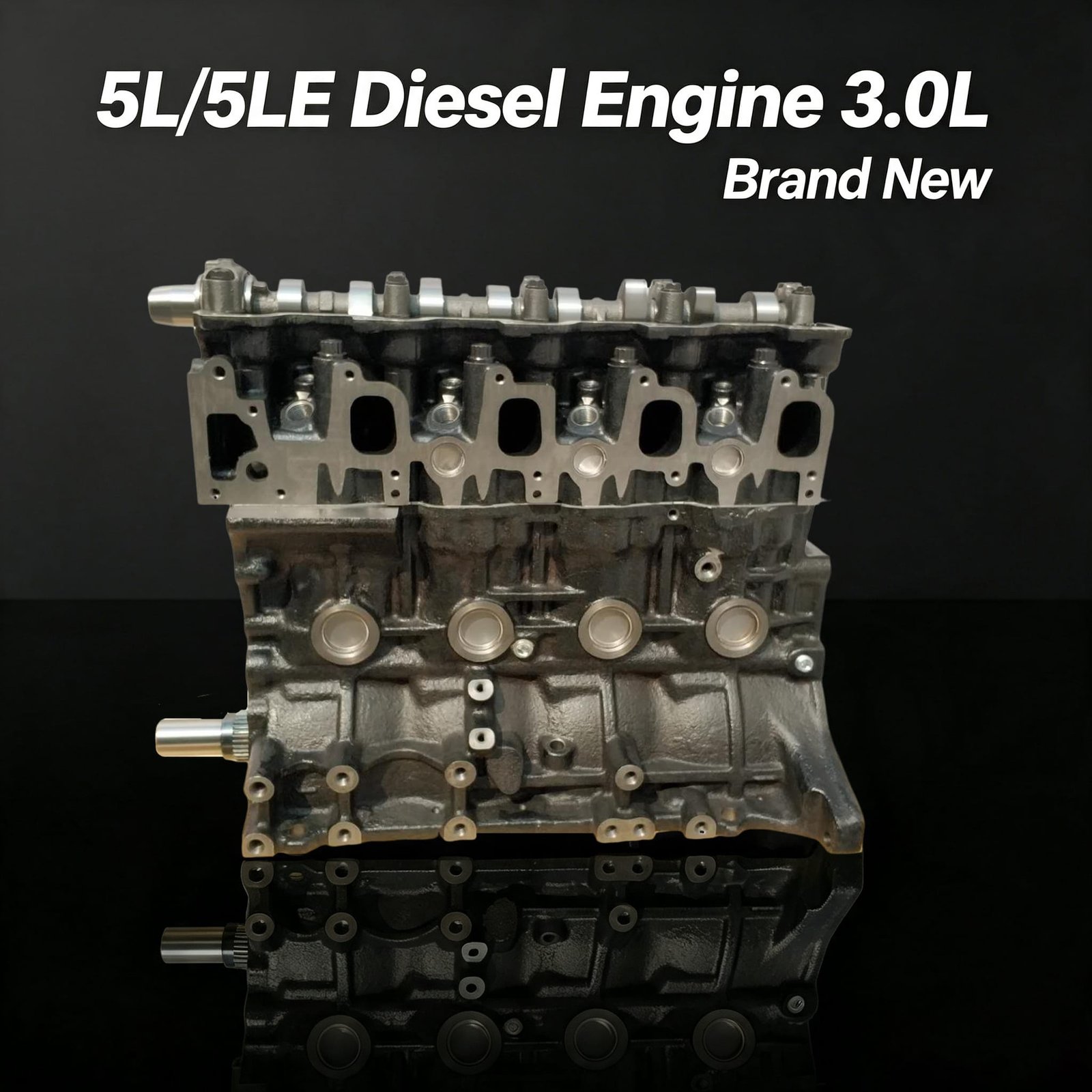 5L 5L-E bare engine front view – Toyota 3.0L diesel head and block only