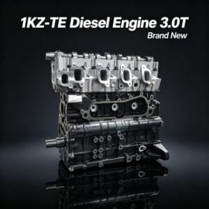 1KZ bare engine front view – Toyota 3.0L turbo diesel head and block only