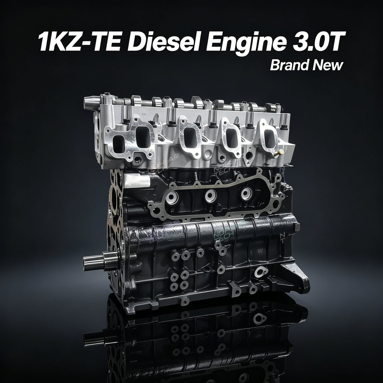 1KZ bare engine front view – Toyota 3.0L turbo diesel head and block only