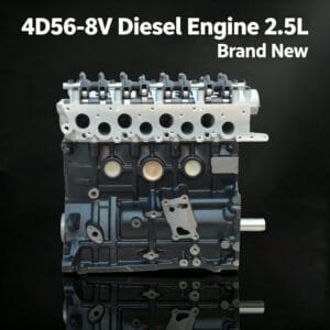 4D56 4D56T bare engine front view – Mitsubishi 2.5L diesel head and block