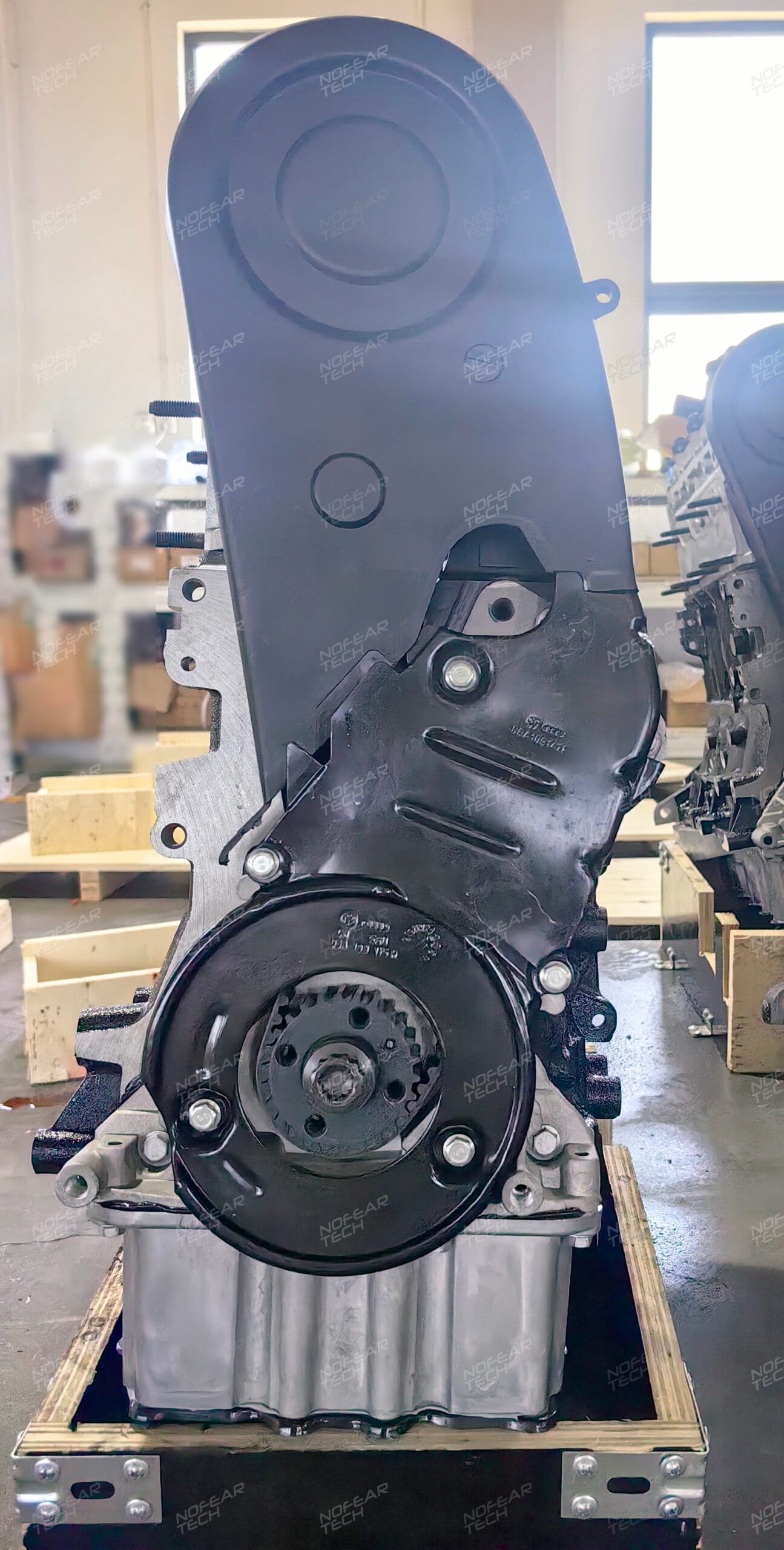 BSE bare engine packed in wooden shipping crate