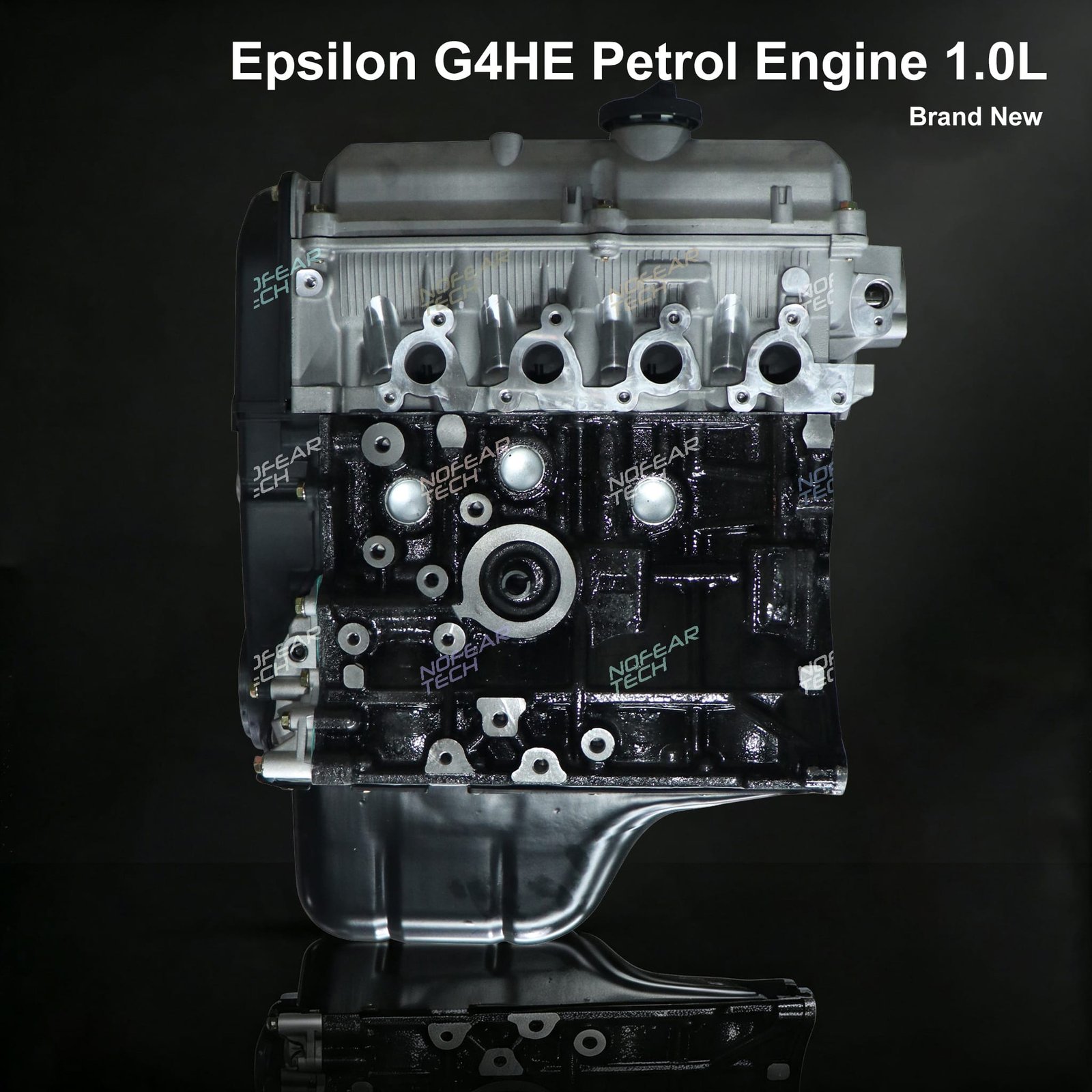 G4HE bare engine front view – Hyundai Kia 1.0L Epsilon