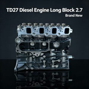 TD27 bare engine front view – Nissan 2.7L diesel head and block