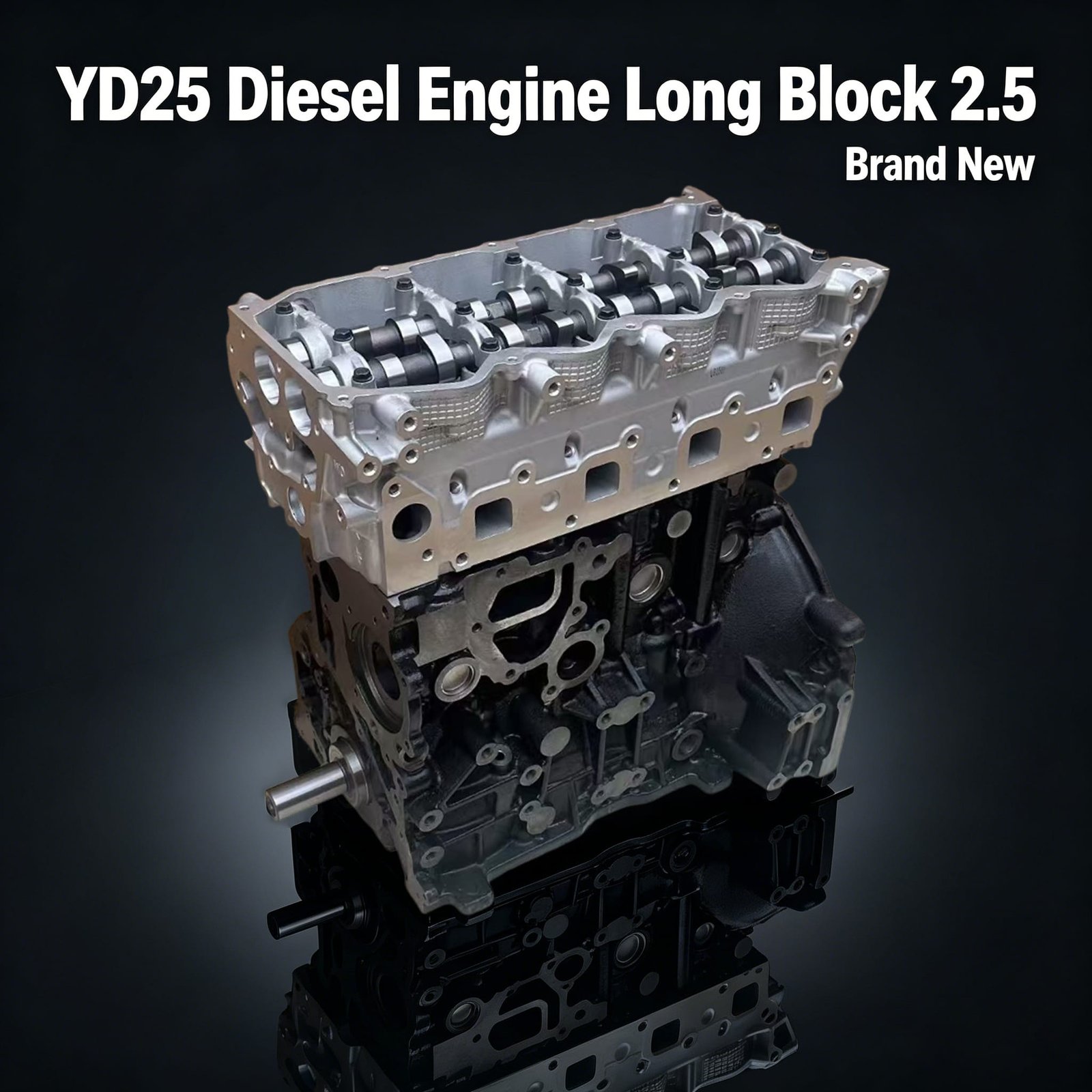 YD25 bare engine front view – Nissan 2.5L diesel head and block