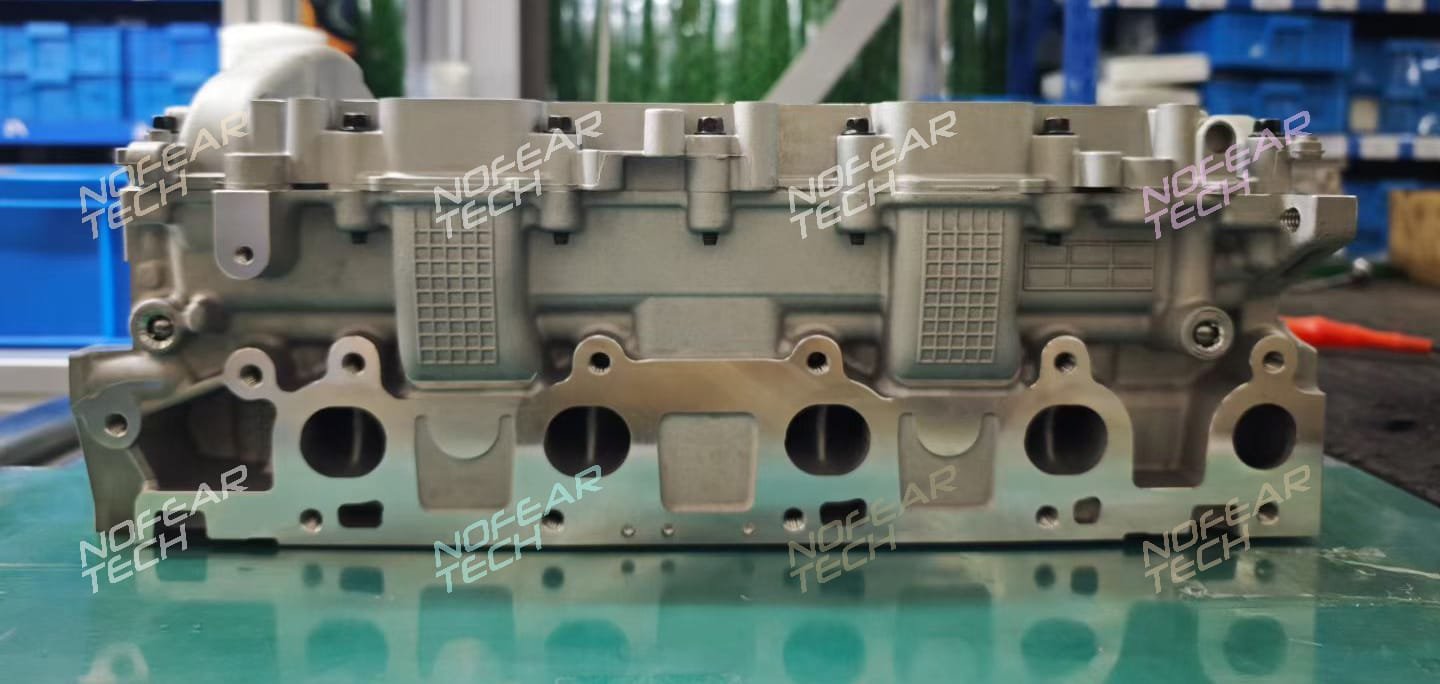 DV6 cylinder head intake side with valves and camshaft installed